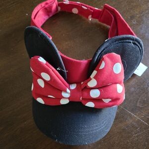Disney Red Polka Dot Bow Minnie Ear Visor